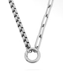 Thick Chain Charm Holder Necklace - Silver