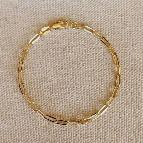 18k Gold Fill Small Paperclip Bracelet