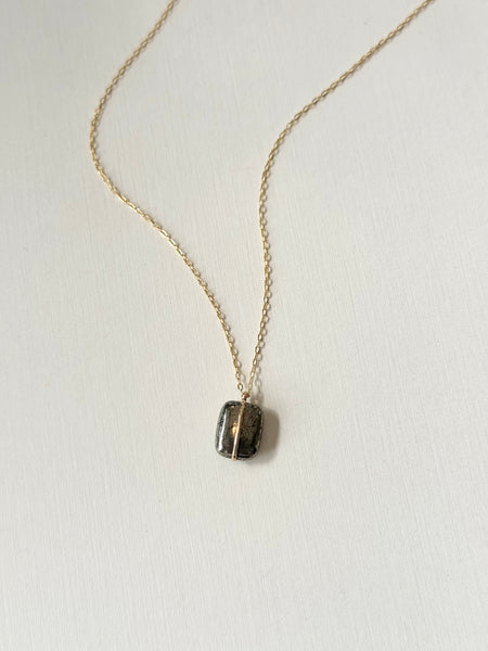 Lisa Slodki - Rectangle Necklace - Gold Fill + Pyrite