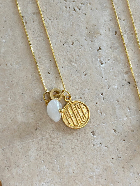 Peace Coin + Gemstone Necklace