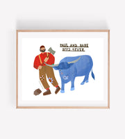 Persika Design Co. - “Paul Bunyan and Babe, The Blue Ox” Print - 8” x 10” (STORE PICK UP ONLY)