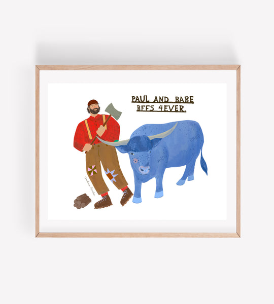 Persika Design Co. - “Paul Bunyan and Babe, The Blue Ox” Print - 8” x 10” (STORE PICK UP ONLY)