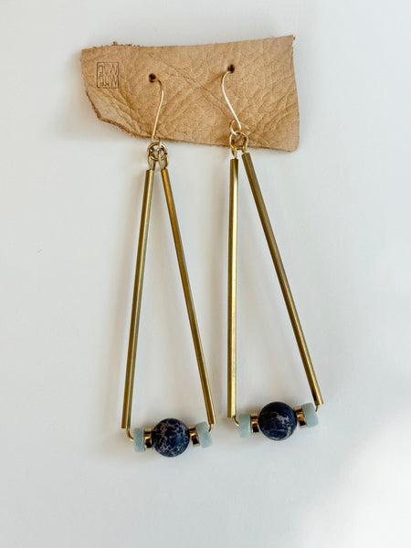 MKE MAE Design - Brass, Black Sea Sediment Jasper + Dalmatian Jasper Earrings