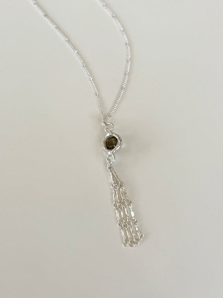 Lauren Landa - Sterling Silver + Green Amethyst Fringe Pendant Necklace