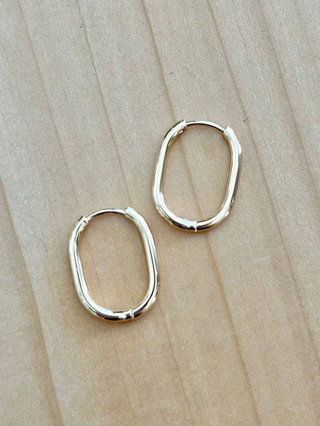 Oval Huggie Hoop Earrings