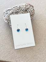 Lisa Slodki - Sequin Earrings - Sterling Silver + Dark Blue Stone