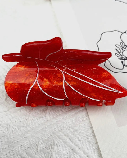Red Maple Leaf Hair Clip - Large