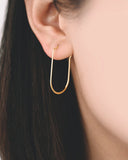 Thin Oval Wire Gold Hoop Earrings