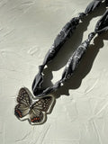 Vardeaux - Taxidermy Butterfly Grey Necklace