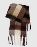 Plaid Scarf - Brown / Grey / White / Tan