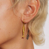Gold Fish Hoop Earrings