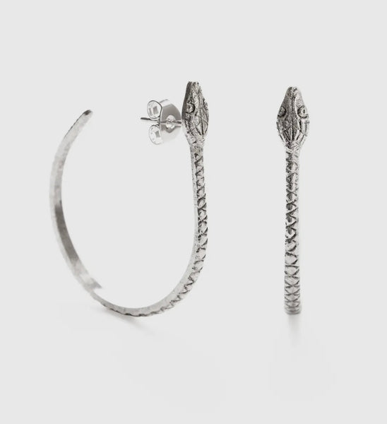 Mind’s Eye Design - Ophidian Hoop Earrings - Silver
