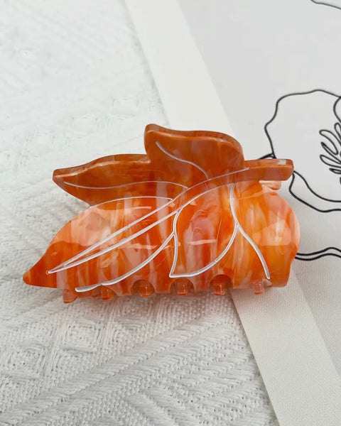 Orange Maple Leaf Hair Clip - Small