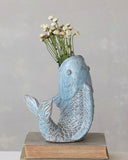 Blue Stoneware Fish Vase