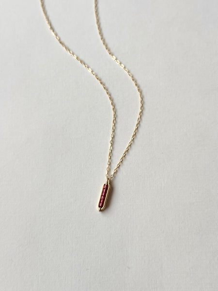 Lisa Slodki - Long Pod Necklace - Gold Fill + Red Glass