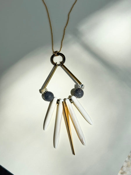 MKE MAE Design - Brass, black sea sediment jasper, and howlite necklace