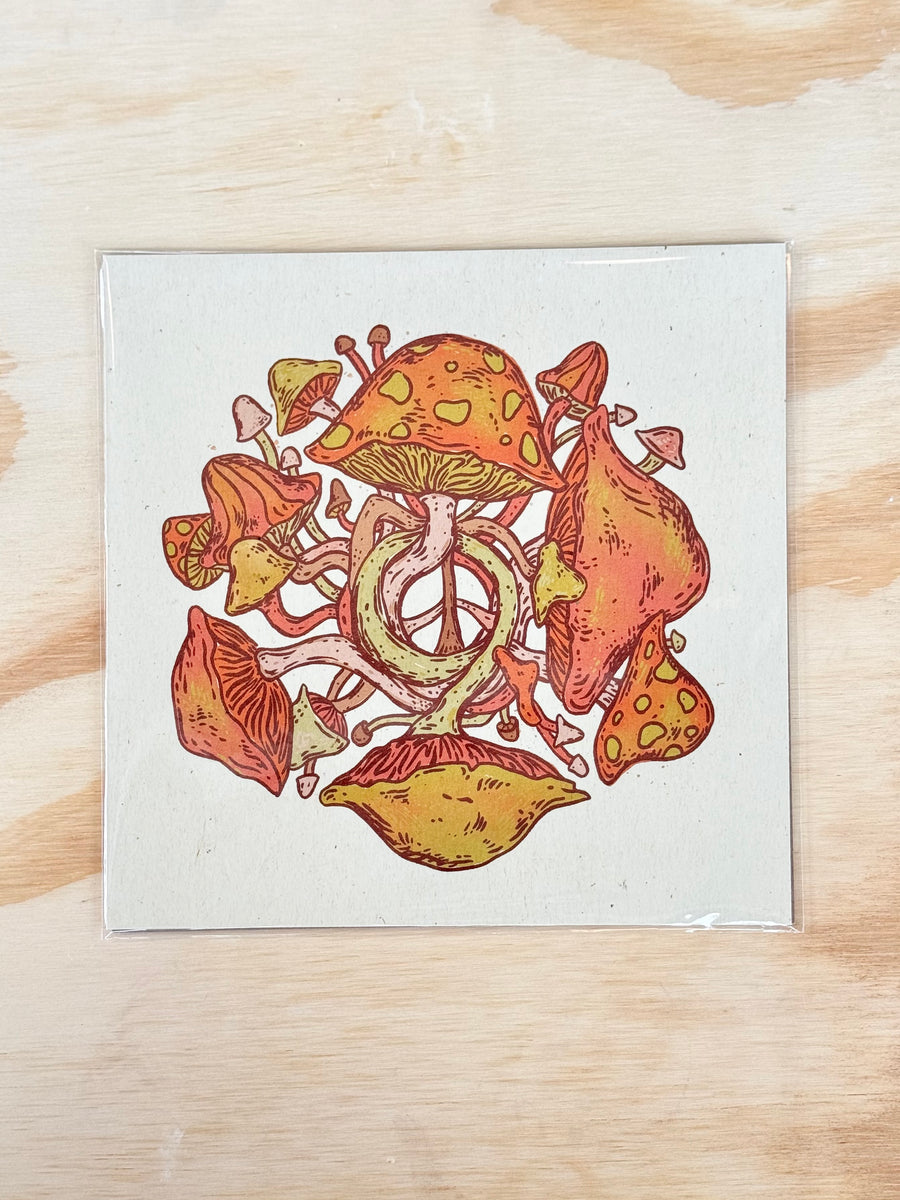 Desirée Mae Studio - 10” x 10” Print - Peace Mushroom (STORE PICK UP O ...