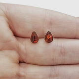 Amber + Silver Teardrop Stud Earrings