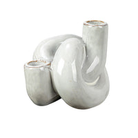 Stoneware Knot Double Taper Holder