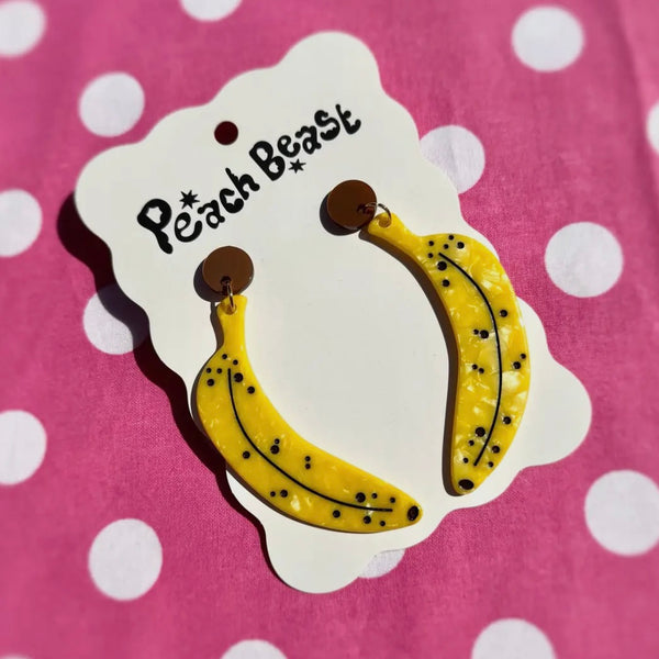 Peach Beast - Ripe Banana Statement Earrings