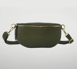 Leather Crossbody Bag - Olive Green
