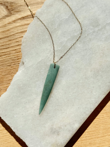 Lisa Slodki - Spear Necklace - Gold Fill + Green Mountain Jade