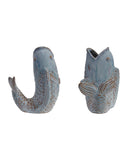 Blue Stoneware Fish Vase