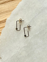 Lisa Slodki - Mini Rectangle Earrings - Gold Fill + Metallic Crystal