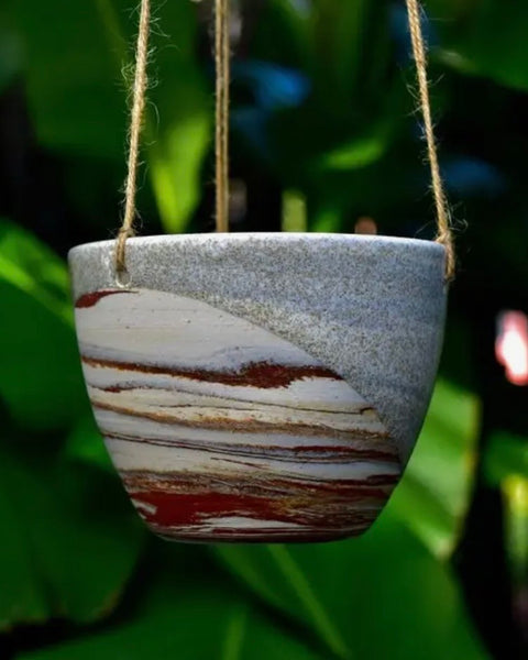 handmade ceramic hanging planter Irvington Ceramics