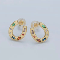 CZ Horseshoe Stud Earrings