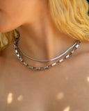 Thick Paperclip Chain Necklace - Silver