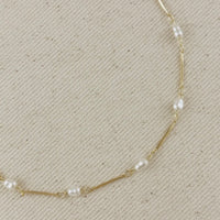 Pearl Bead + Straw Chain Necklace