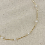 Pearl Bead + Straw Chain Necklace