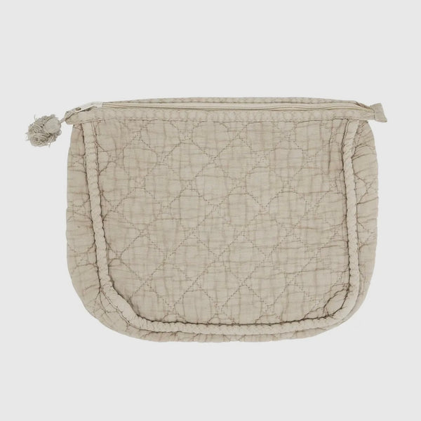 Saro Lifestyle - Soft Cotton Quilted Cosmetic Bag - Taupe