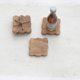 Mango Wood Scalloped Coasters - Set of 4