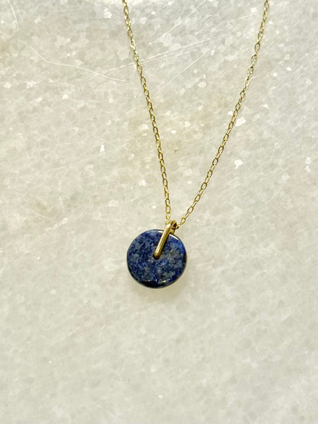 Lisa Slodki - Gold Fill + Lapis Disc Necklace