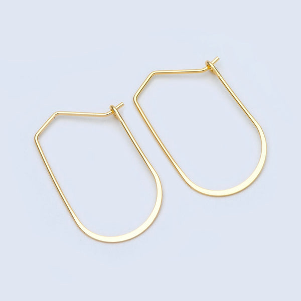 Thin Oval Wire Gold Hoop Earrings