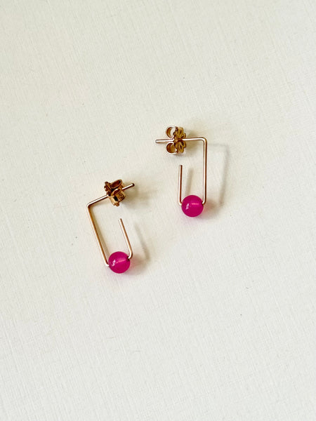 Lisa Slodki - Earrings - Gold Fill + Pink Stone