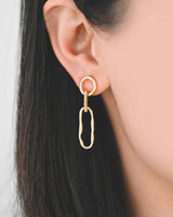 Long Oval and Circle Link Earrings