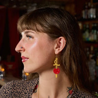 Peach Beast - Cherry Garnish Statement Earrings