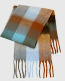 Plaid Scarf - Turquoise / Light Blue / Rust / Grey