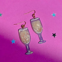 Peach Beast - Champagne Rhinestone Statement Earrings