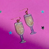 Peach Beast - Champagne Rhinestone Statement Earrings