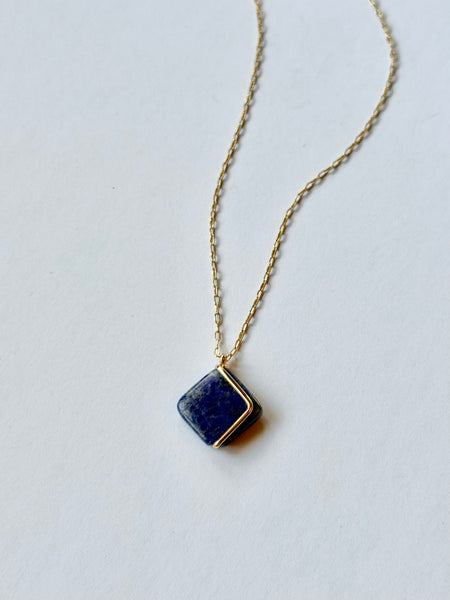 Lisa Slodki - Gold Fill + Lapis Diamond Necklace