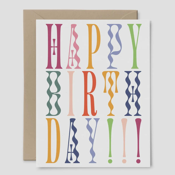 “Happy Birthday!” Colorful Typography Greeting Card
