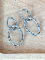 Silver Oval Linked Earrings