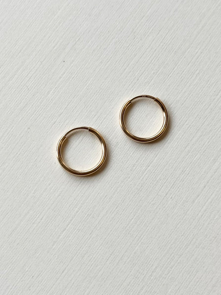 Tiny Endless Huggie Hoop Earrings - Gold Fill