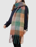 Plaid Scarf - Teal / Coffee / Purple / Green