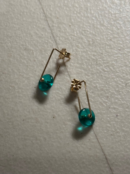 Lisa Slodki - Disk Earrings - Gold Fill + Green Glass