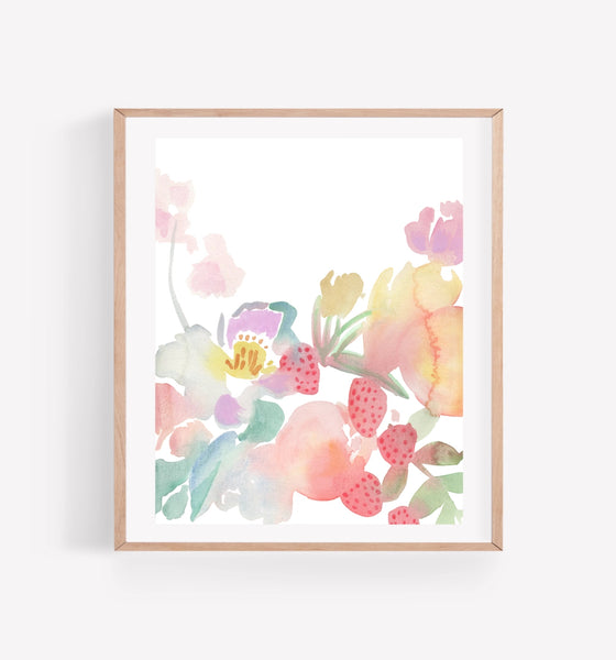 Persika Design Co. - “Strawberry Floral Botanical” - 11” x 14” (STORE PICK UP ONLY)